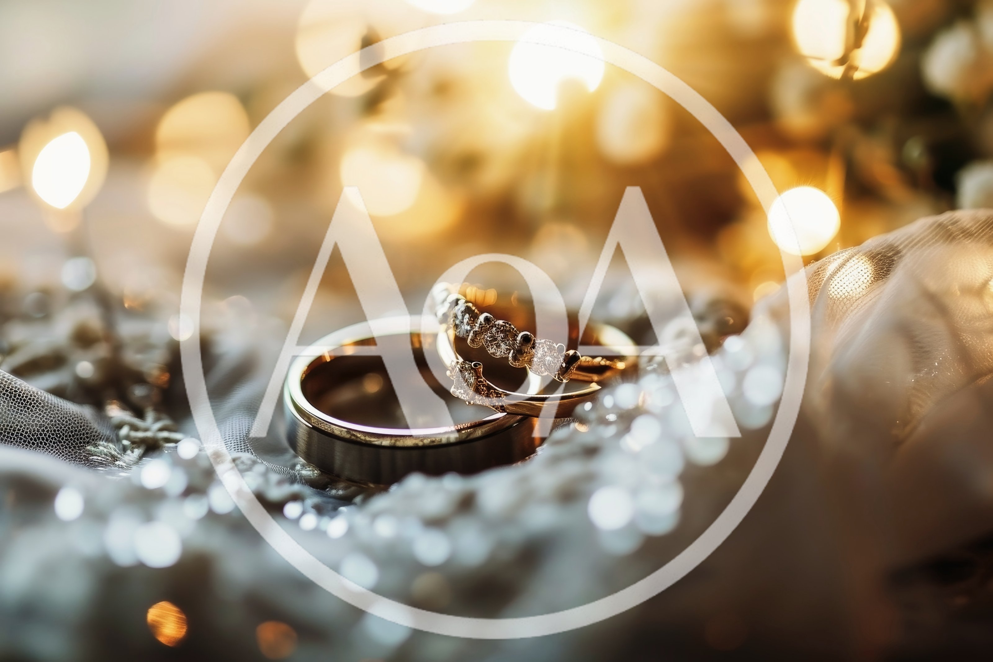 Elegant Wedding Rings Resting On Lace Fabric