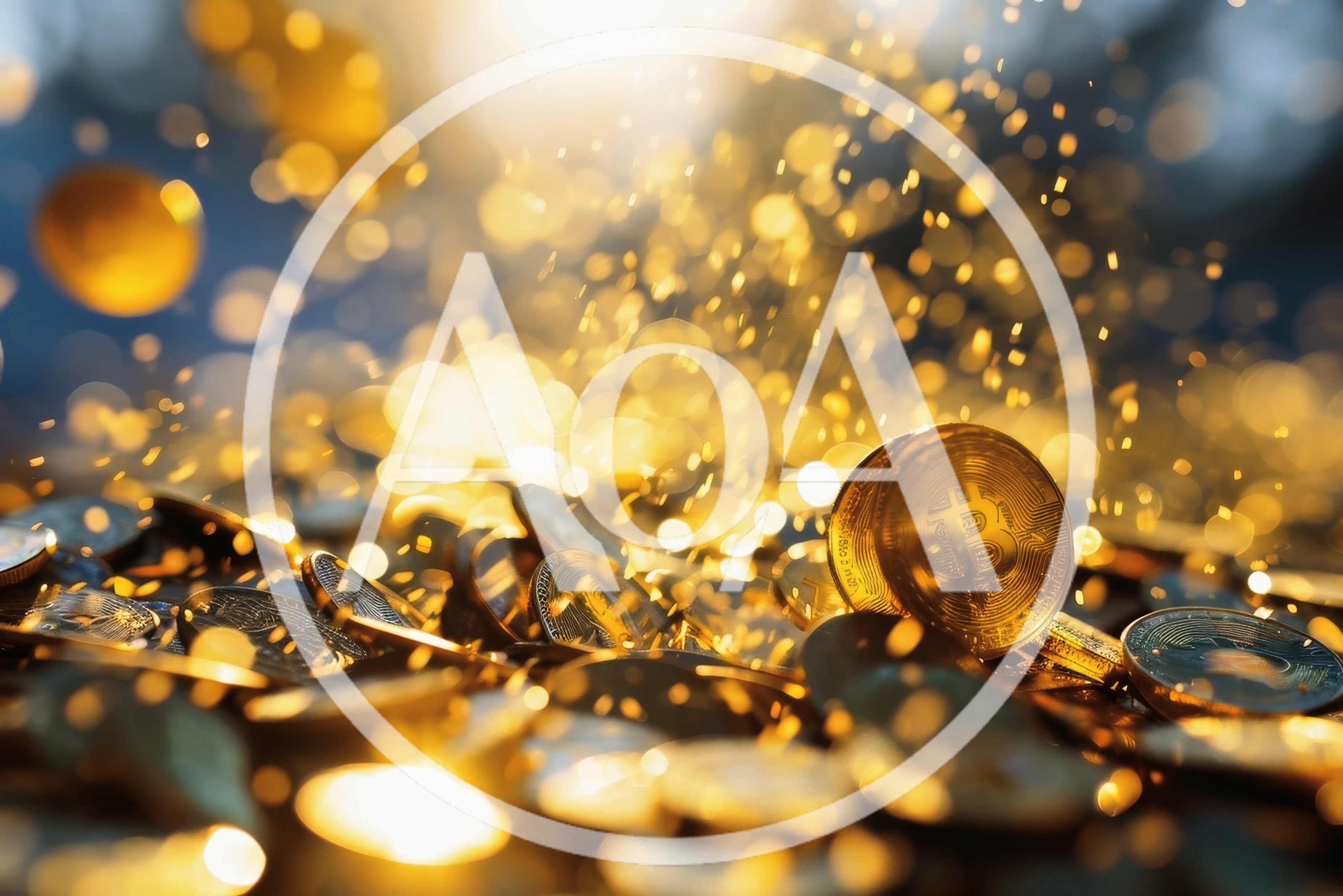 Bitcoin Cryptocurrency Coins With Golden Sparkle Effects