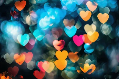 Abstract Heart Shaped Bokeh Lights Background
