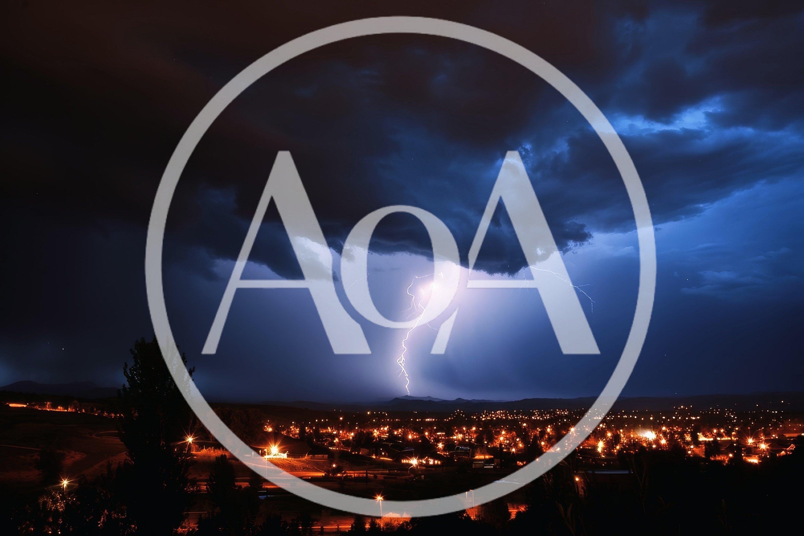 Lightning Strike Over A Suburban Town At Night