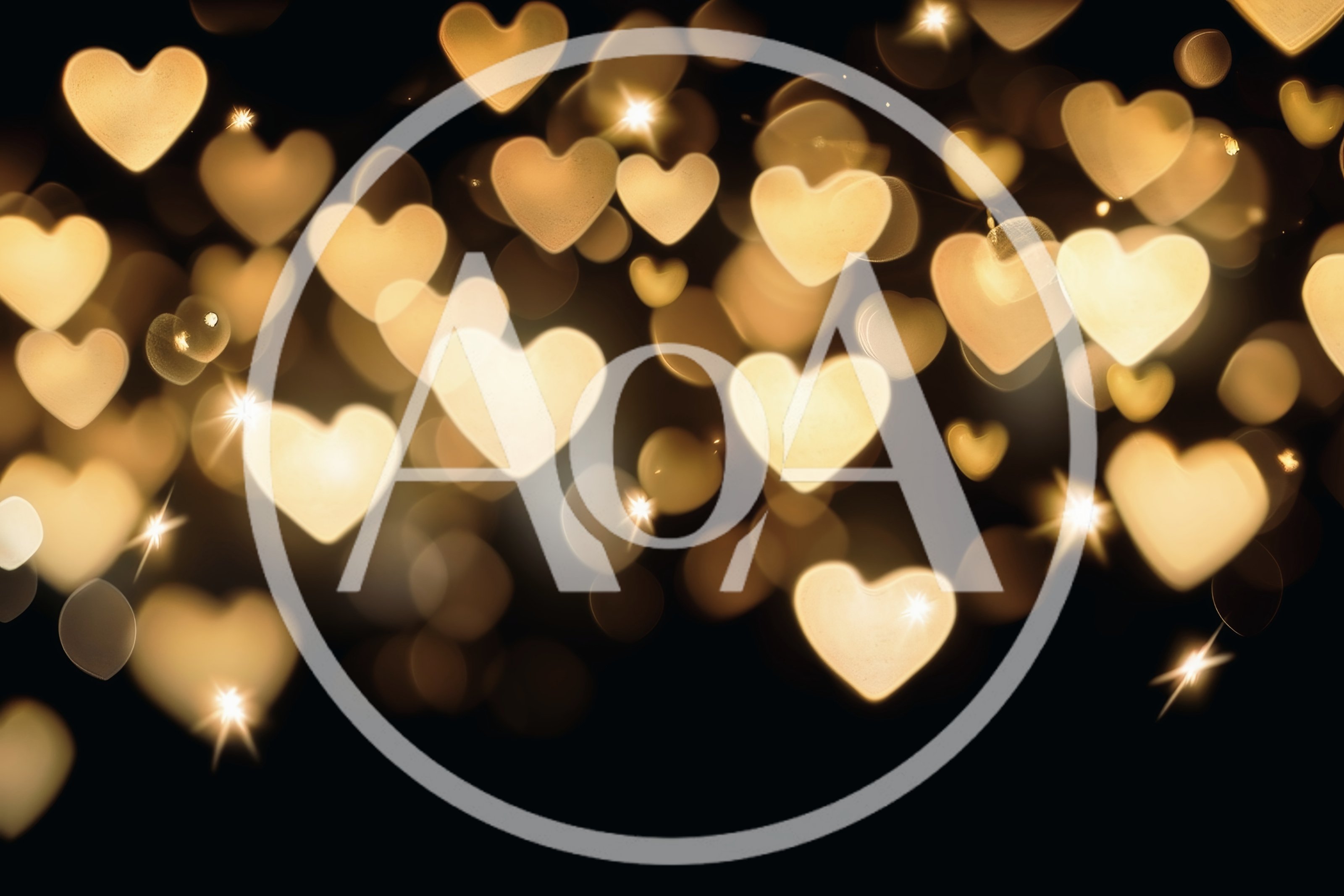 Golden Heart Shaped Bokeh Lights Background