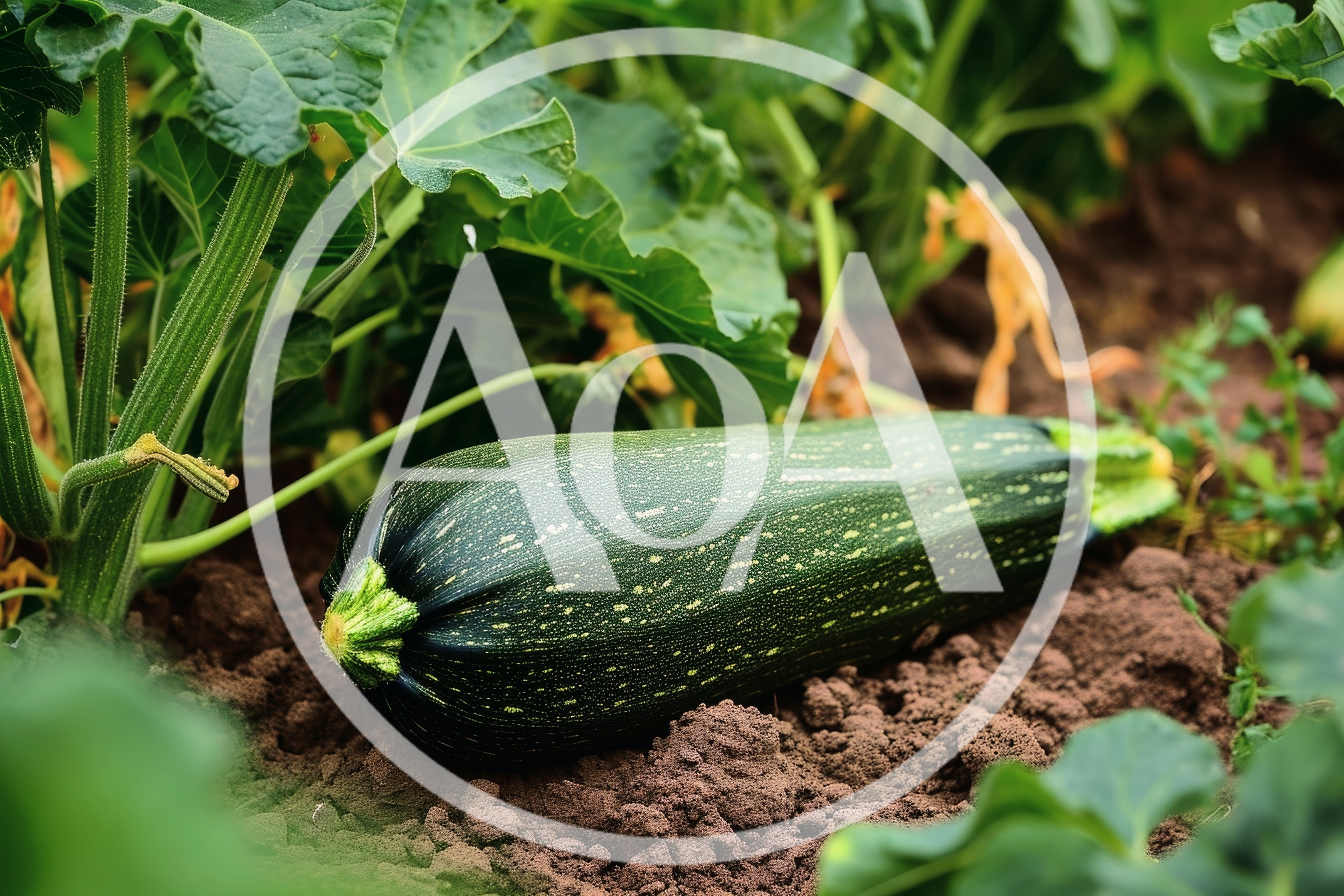 Fresh Zucchini Growing In A Garden Soil