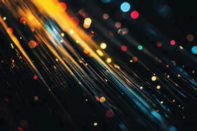 Abstract Fiber Optic Light Streaks And Bokeh Particles