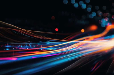 Abstract Light Trails Of High Speed Data Transfer