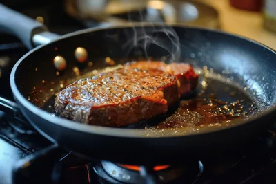 Searing A Thick Beef Steak In A Frying Pan