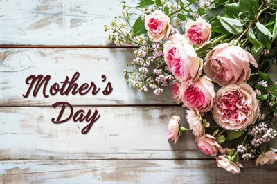 Mother's Day Greeting Card With Pink Roses