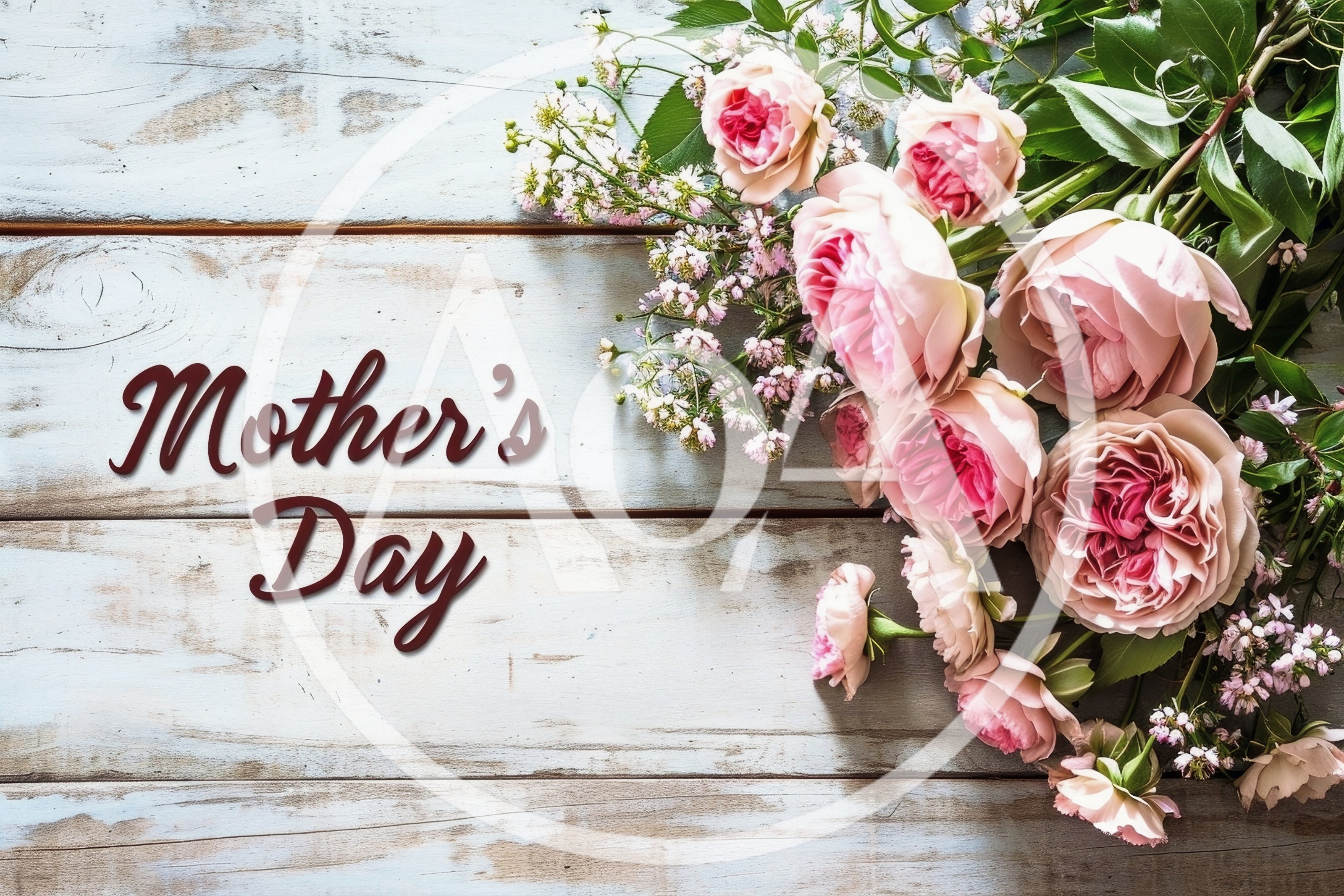 Mother's Day Greeting Card With Pink Roses