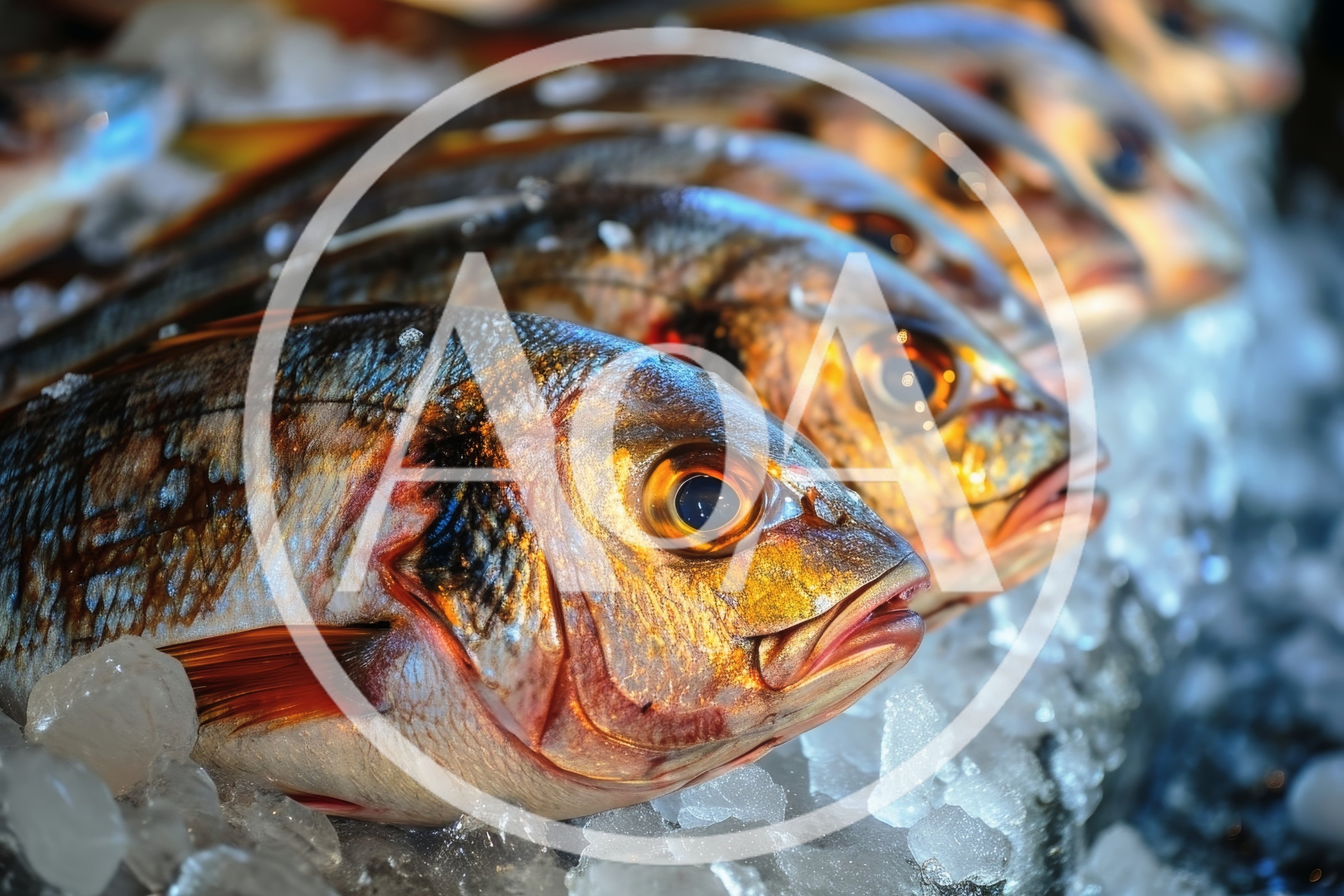 Fresh Sea Bream Fish Displayed On Ice