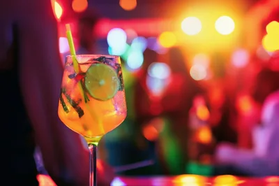 Refreshing Cocktail Drink in a Nightclub Setting
