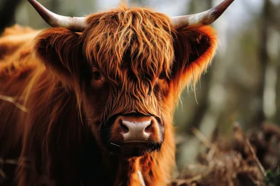Close Up Portrait Of A Highland Cow