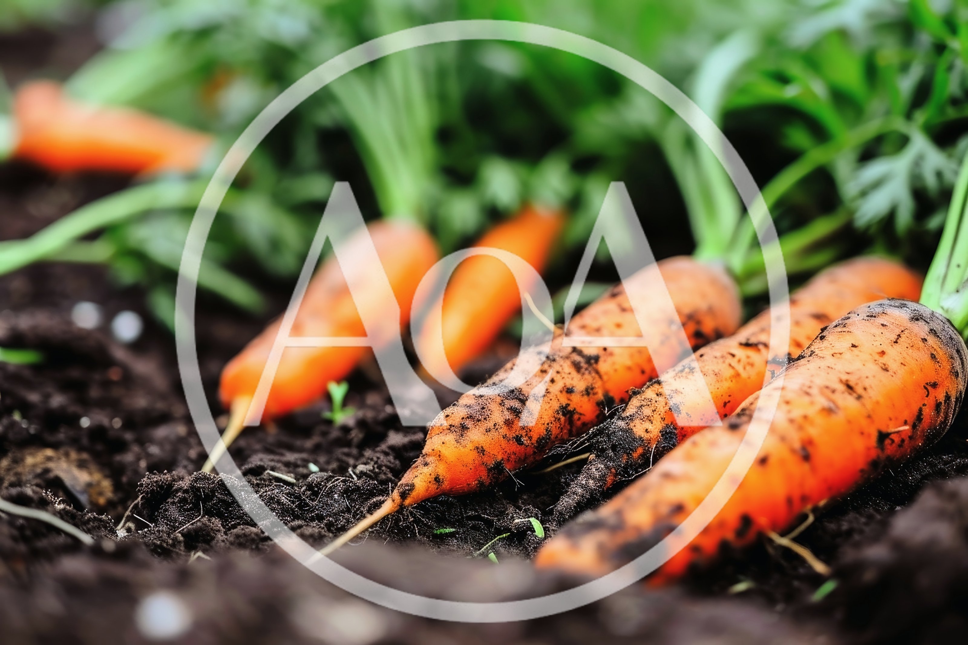 Freshly Harvested Organic Carrots In Garden Soil