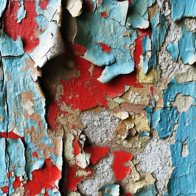 Weathered Wall With Peeling Layers Of Colorful Paint