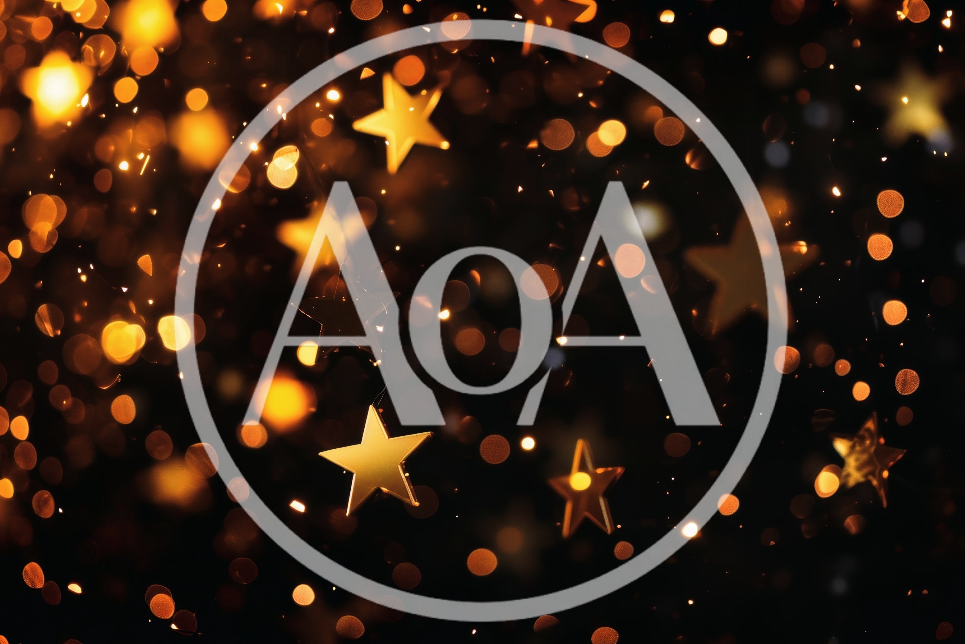 Golden Star Shaped Christmas Lights Bokeh Background