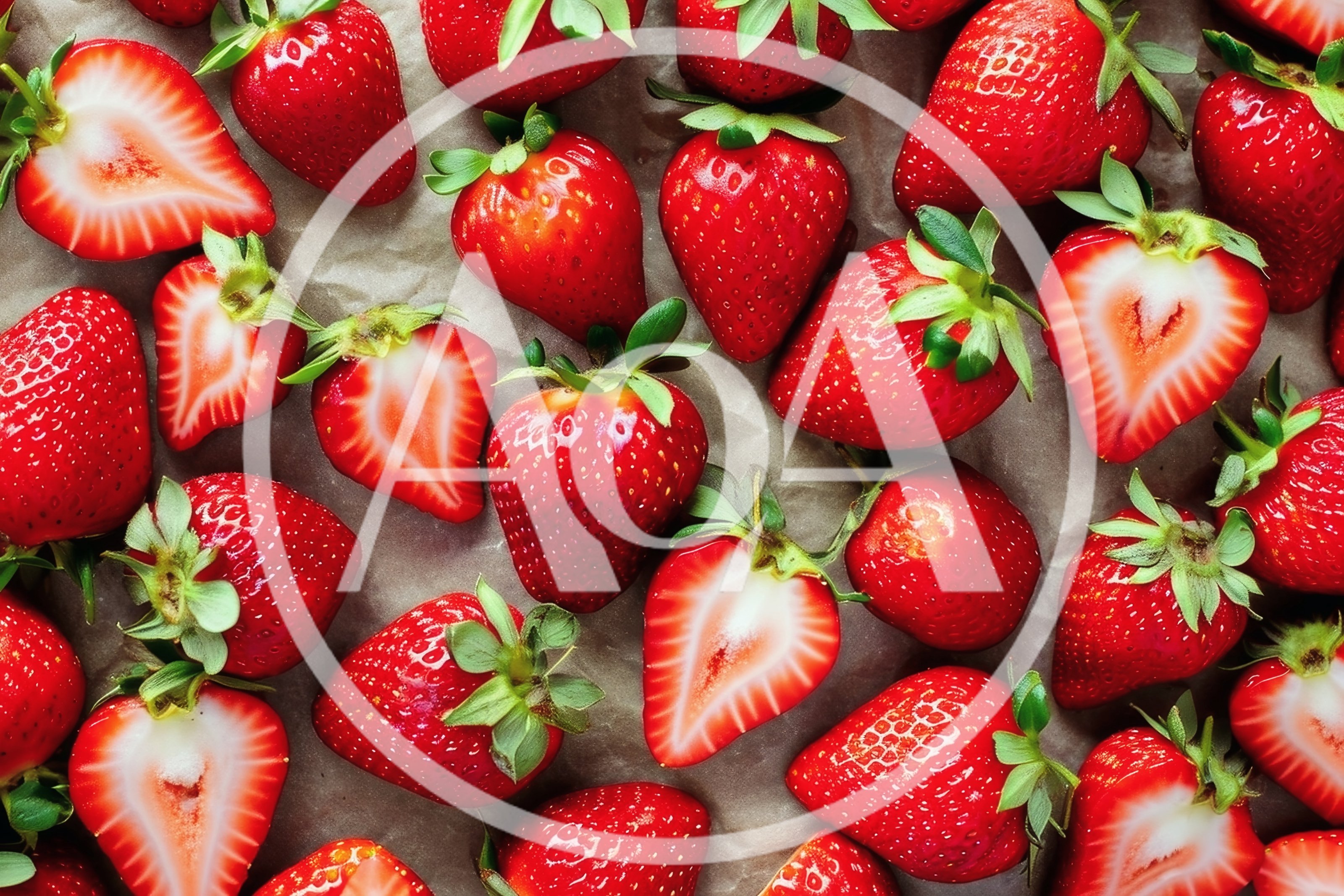 Fresh Ripe Strawberries Scattered On Parchment Paper