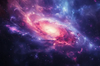 Spiral Galaxy In Deep Space Nebula