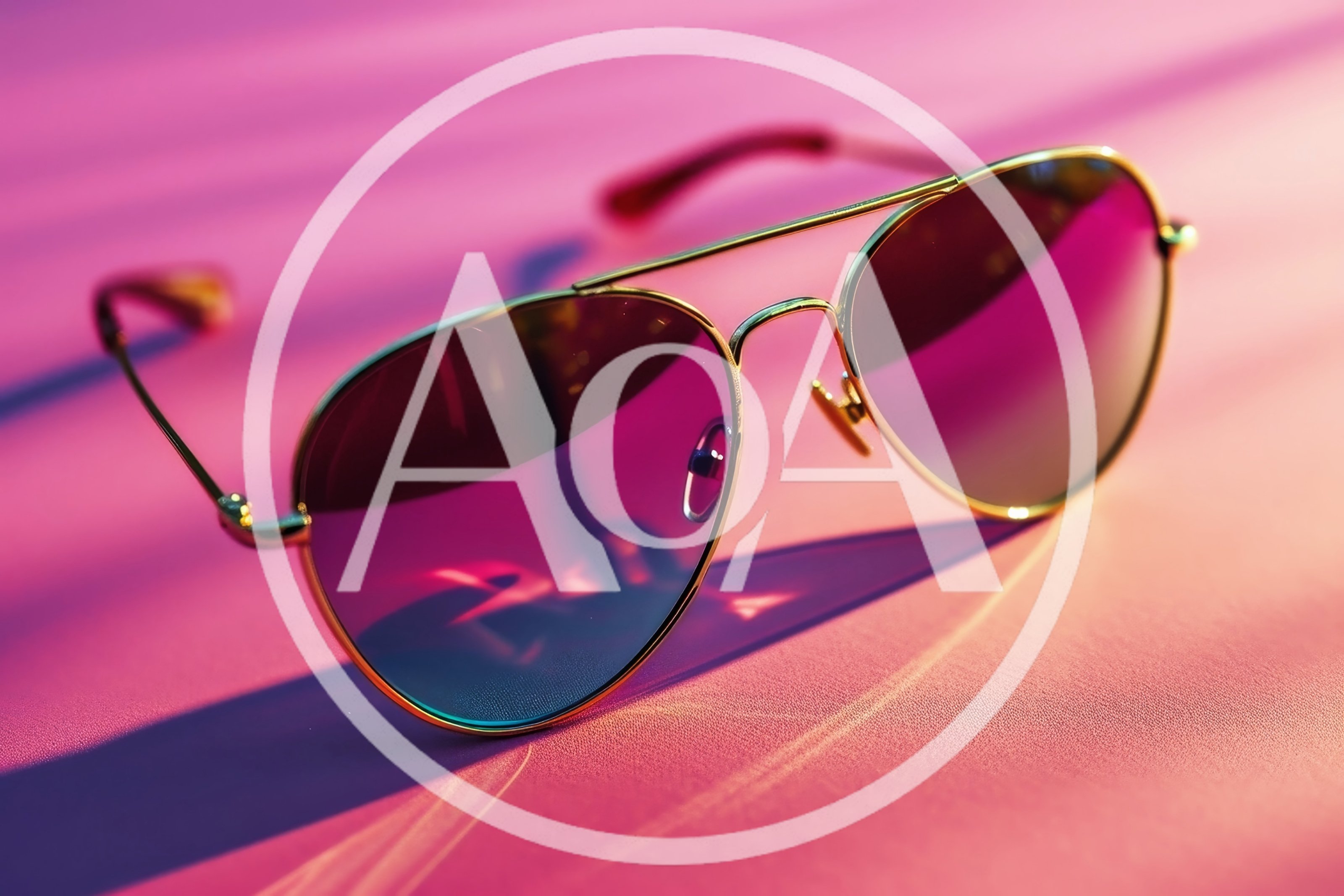 Gold Aviator Sunglasses On A Vibrant Pink Surface