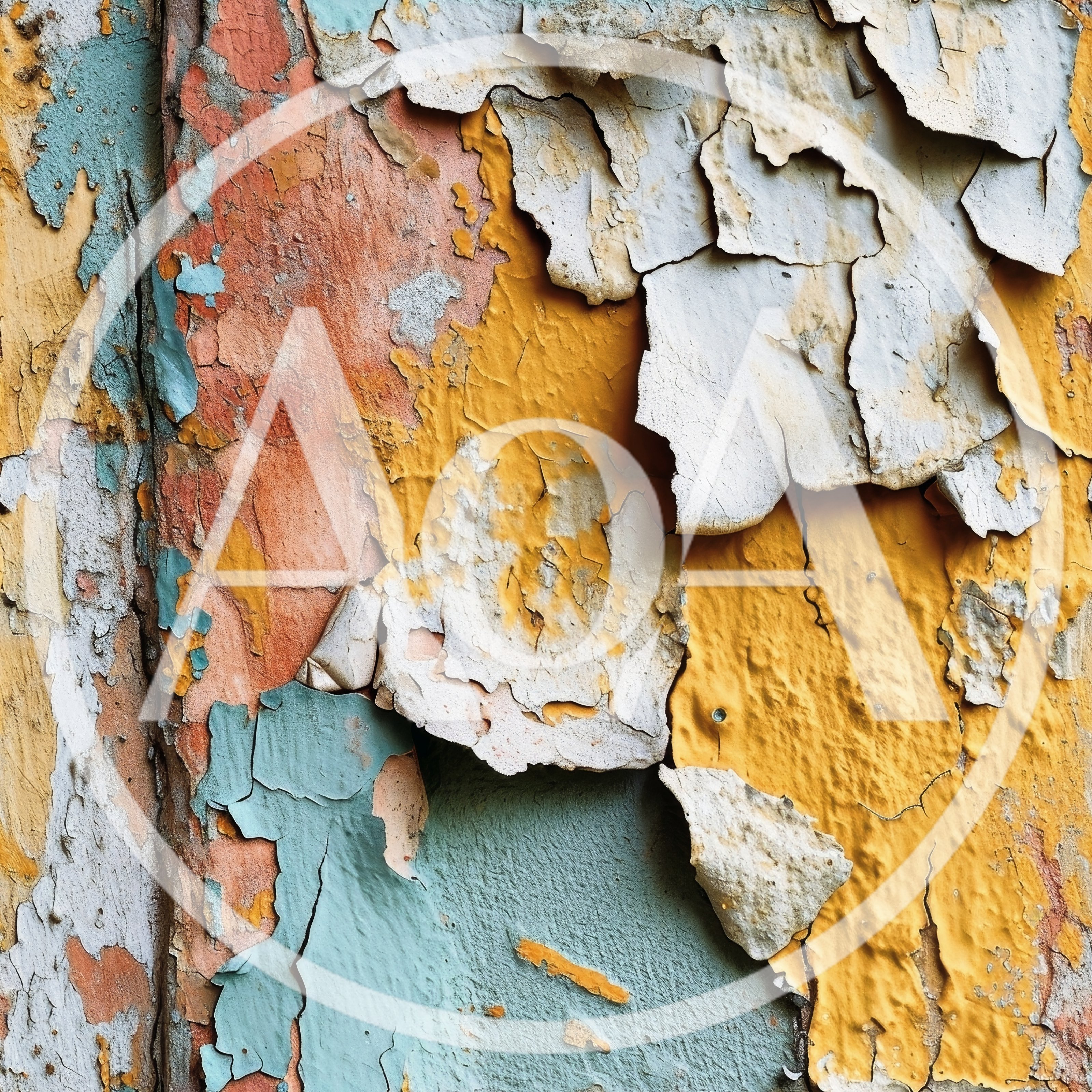 Weathered Wall With Peeling Layers Of Colorful Paint