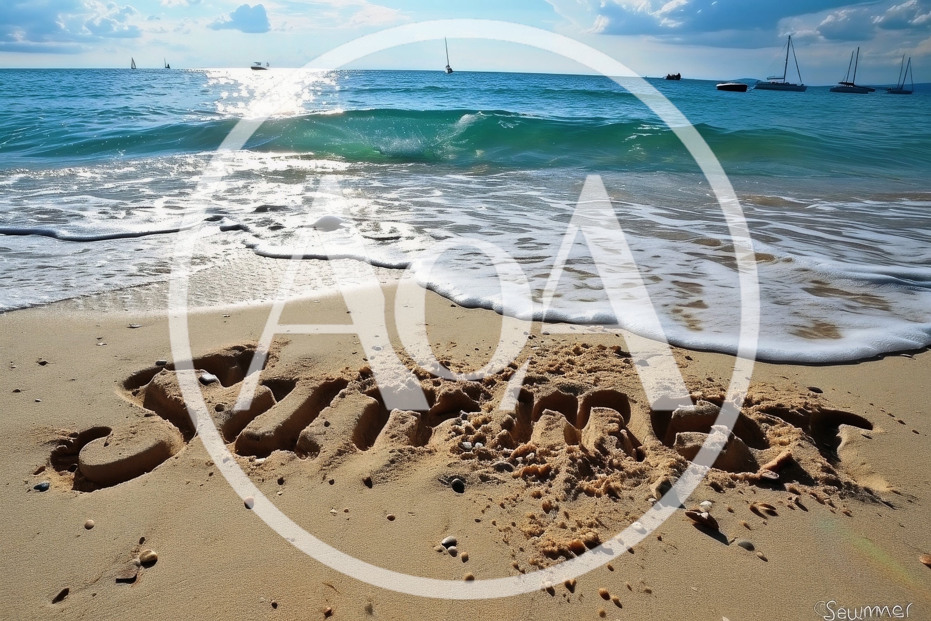 Summer Word Written In The Sand On A Beach