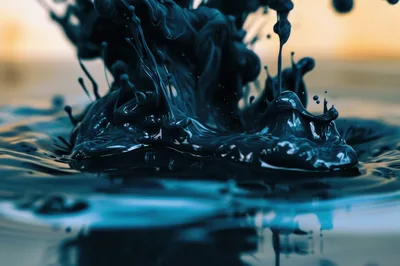Dark Blue Liquid Splashing Into A Pool