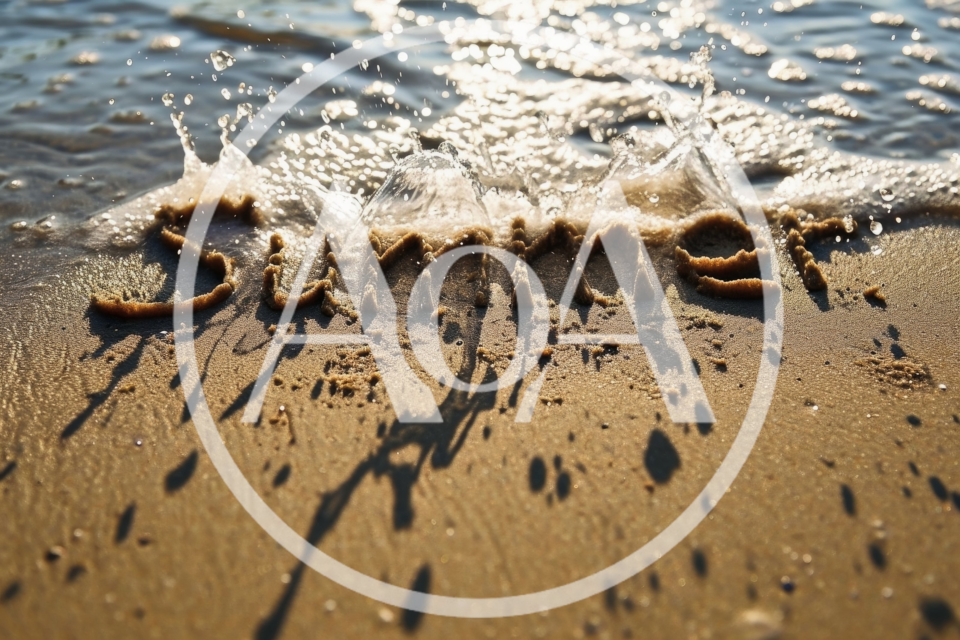 Summer Word Written In Sand With Incoming Wave