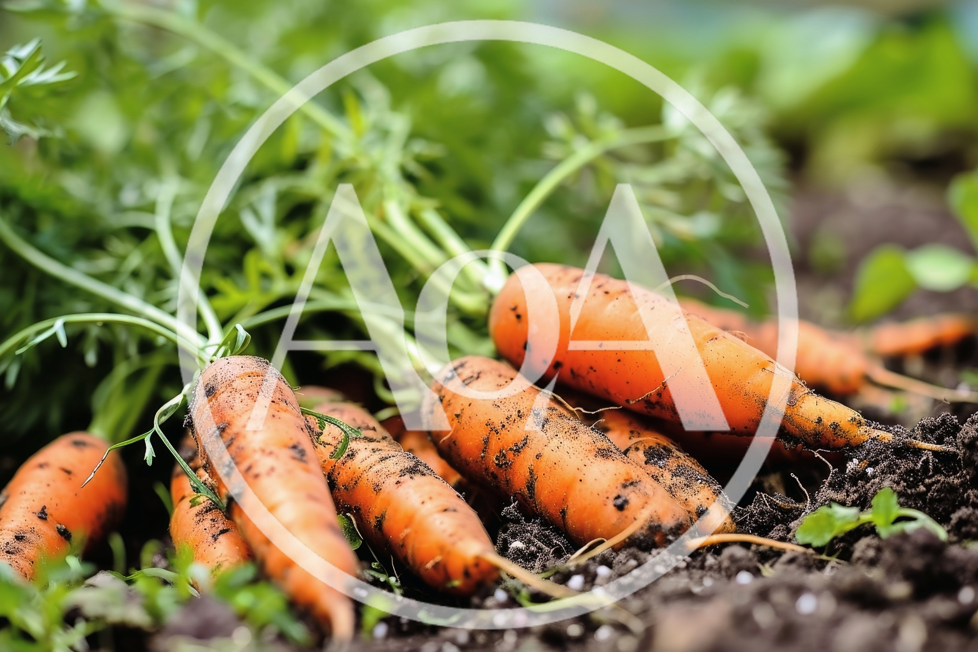 Freshly Harvested Organic Carrots In Garden Soil