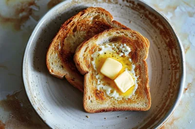 Two Slices Of Toasted Bread With Butter