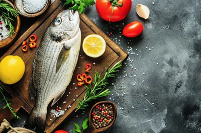 Fresh Raw Sea Bass With Herbs And Spices