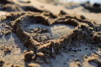Heart Shape Drawn In The Sand On A Beach