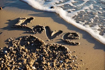 Love Written In The Sand On A Beach