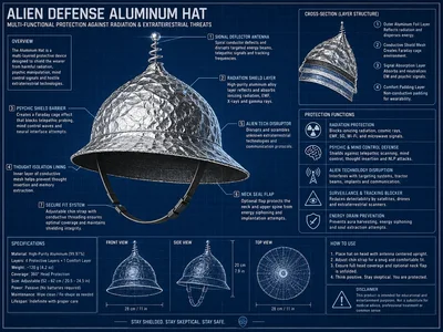 Technical Blueprint Of An Alien Defense Aluminum Hat