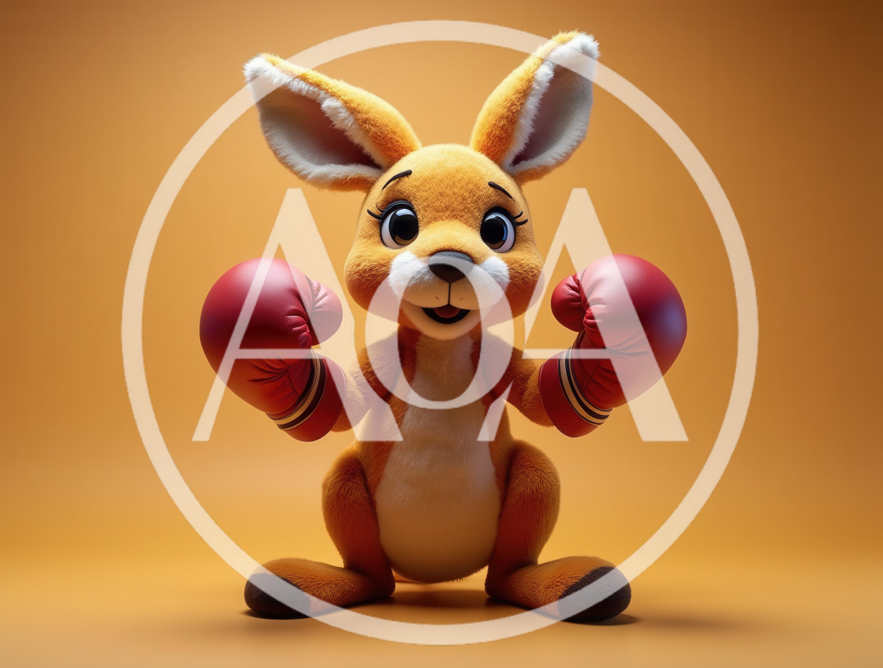 Cute Cartoon Kangaroo Wearing Red Boxing Gloves