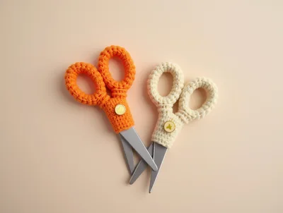 Two Pairs of Crochet Covered Scissors