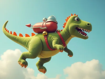 Flying Green Dinosaur Toy With Rocket Jetpack