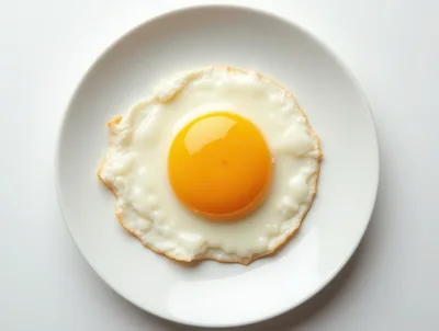 Single Fried Egg On A White Plate