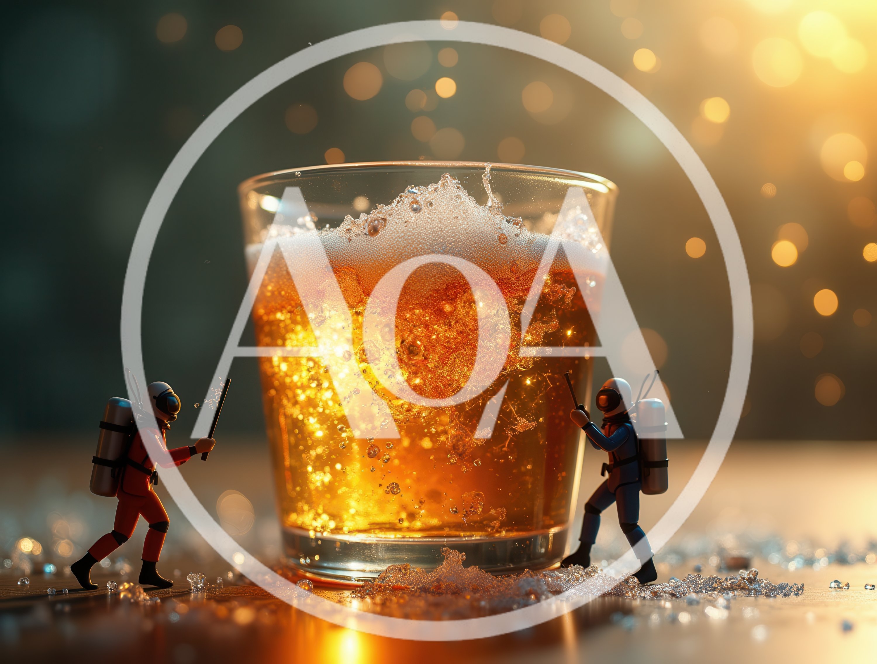 Miniature Astronauts Exploring A Glass Of Beer