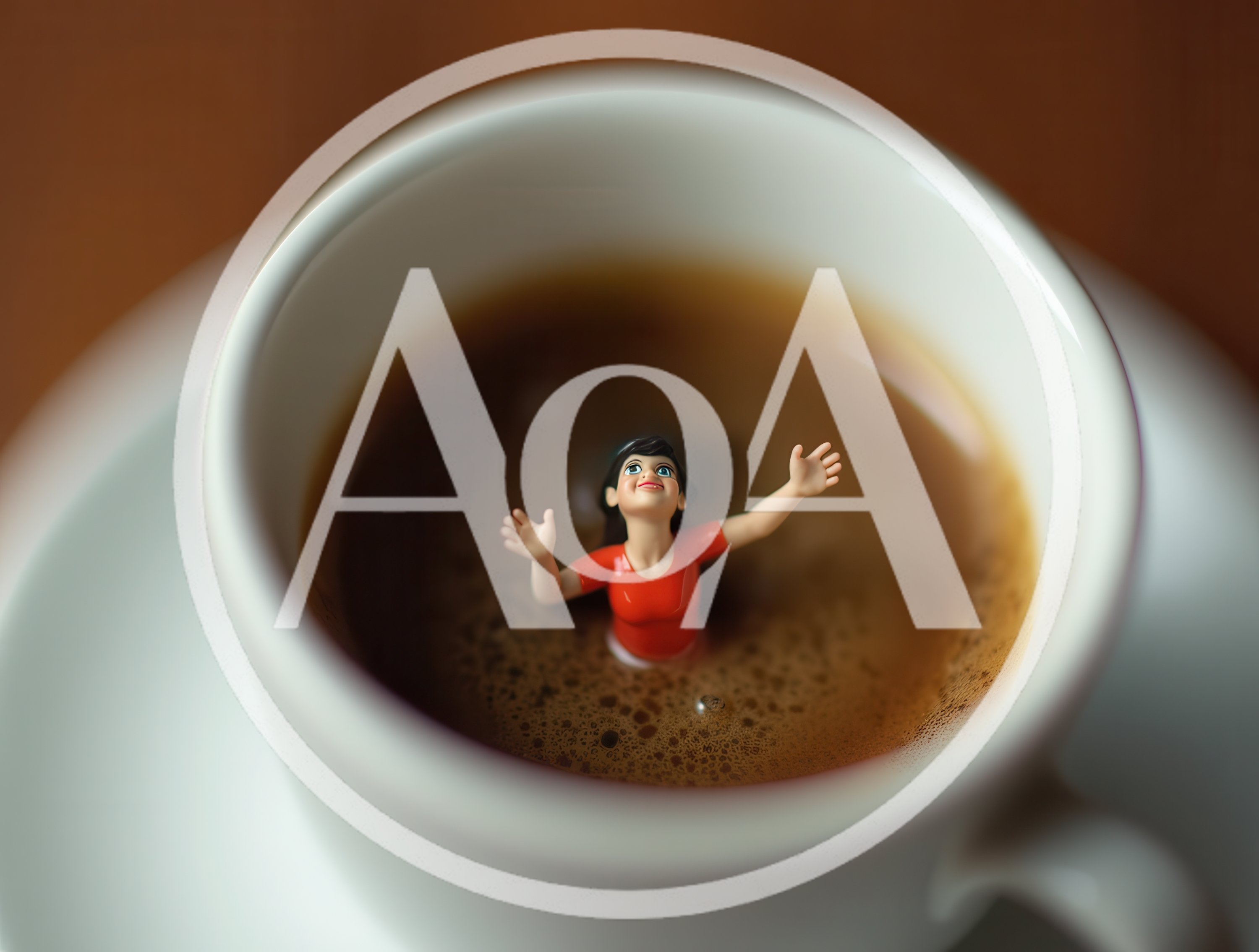 Miniature Woman Swimming In A Cup Of Coffee