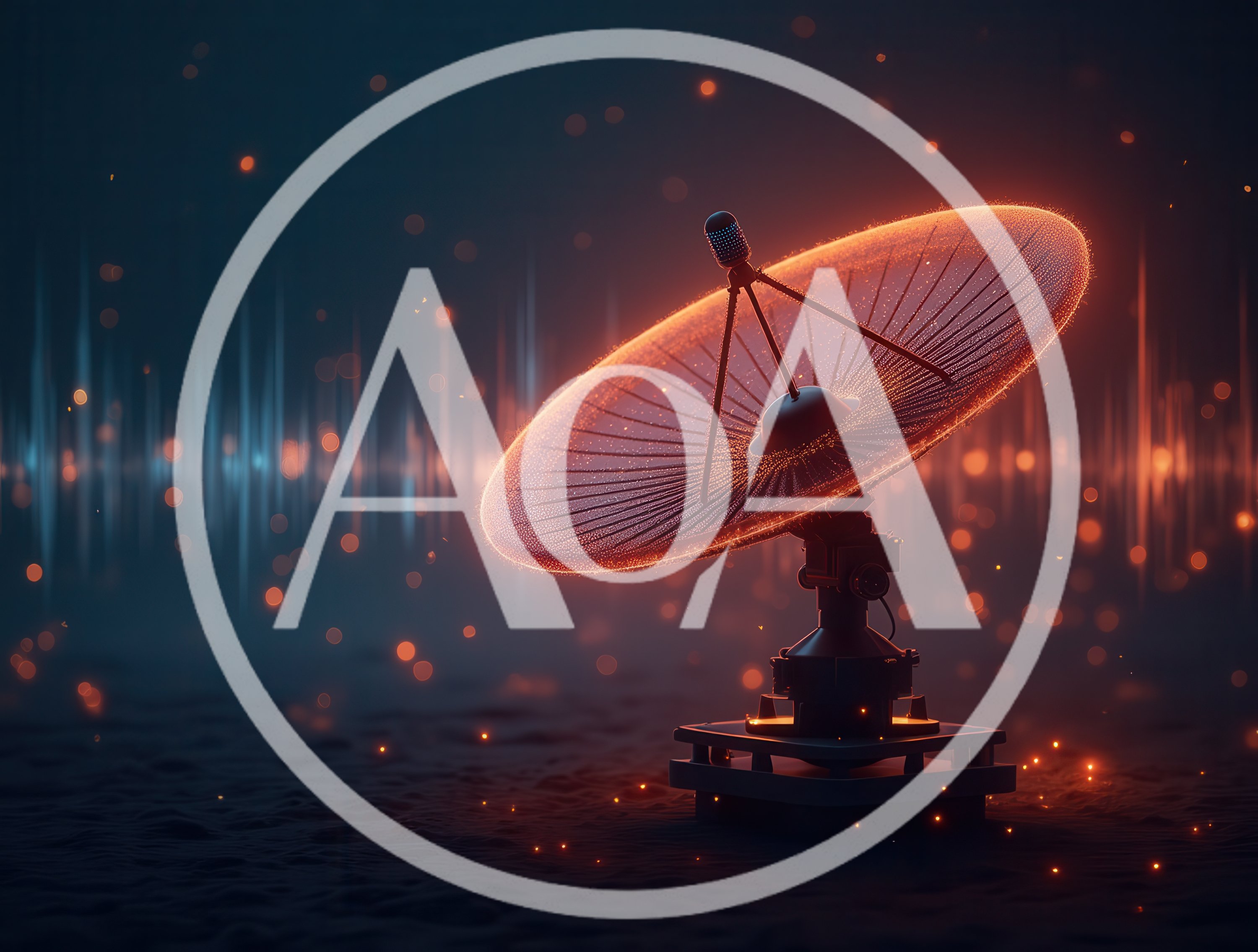 Glowing Satellite Dish Transmitting Data Signals