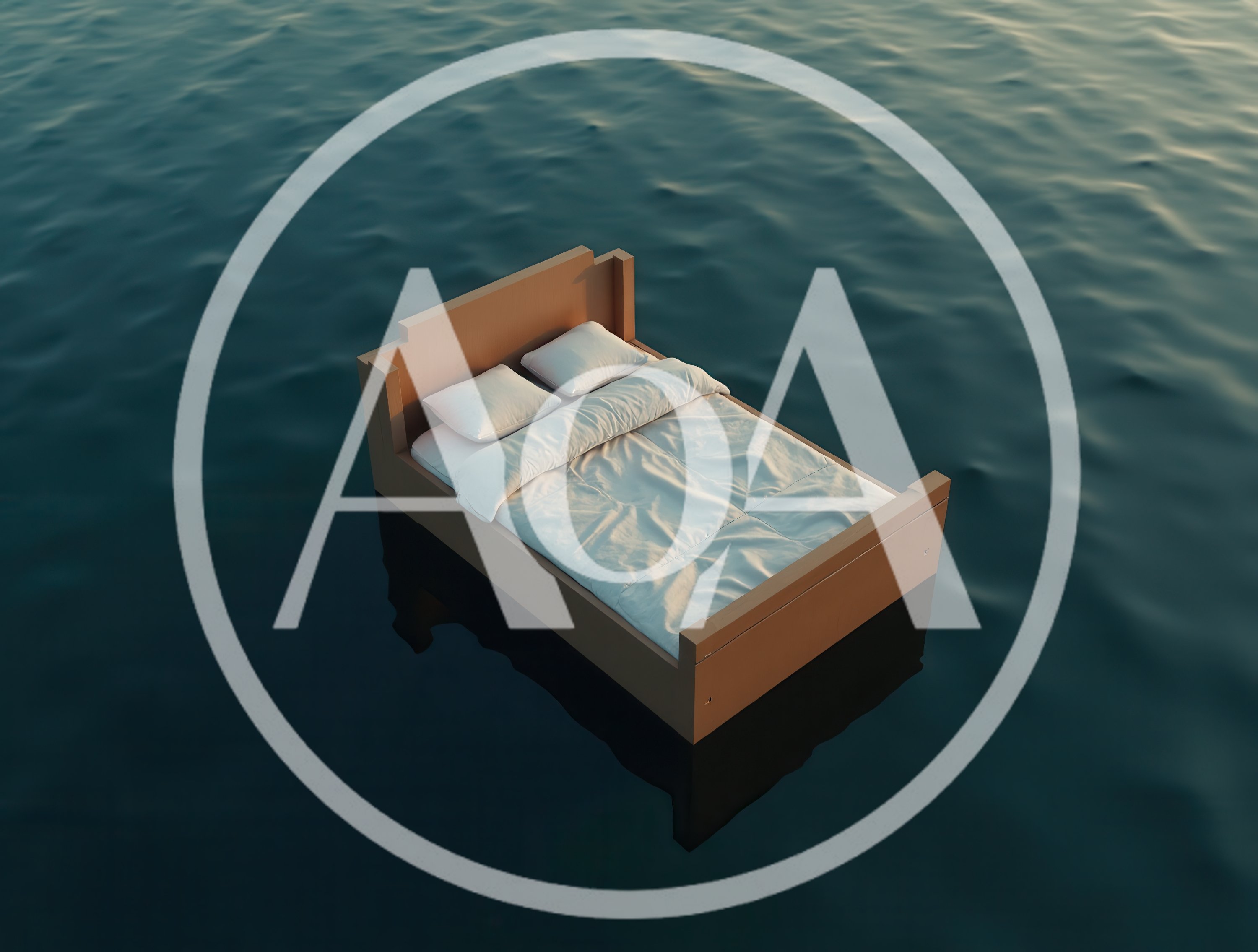 A Bed Floating On The Surface Of The Ocean