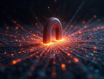 Glowing Horseshoe Magnet Emitting Radiant Energy Particles