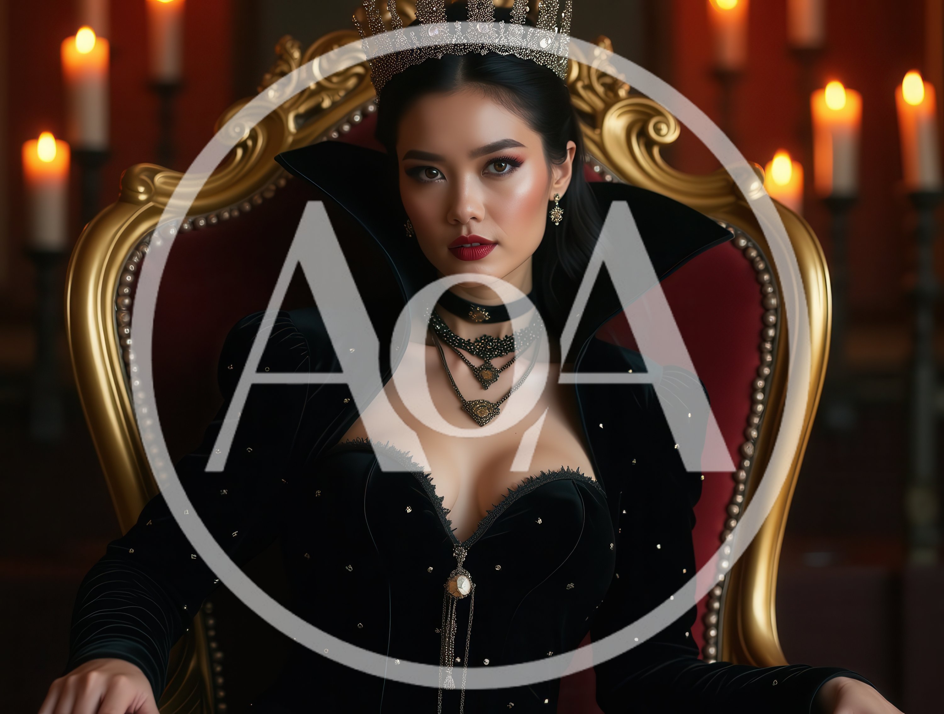 Elegant Queen Sitting On A Golden Throne
