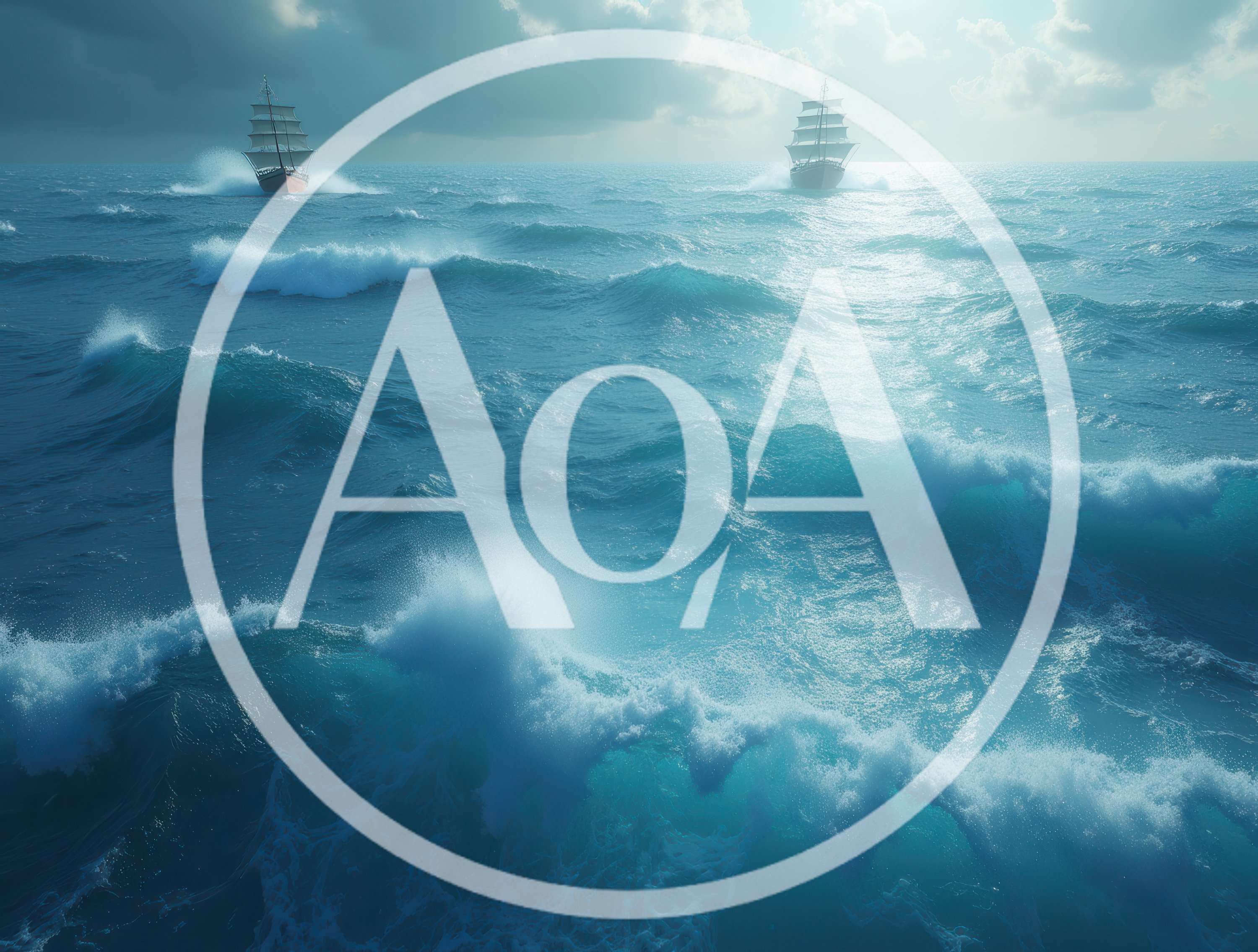 Two Tall Ships Sailing Through Rough Ocean Waves