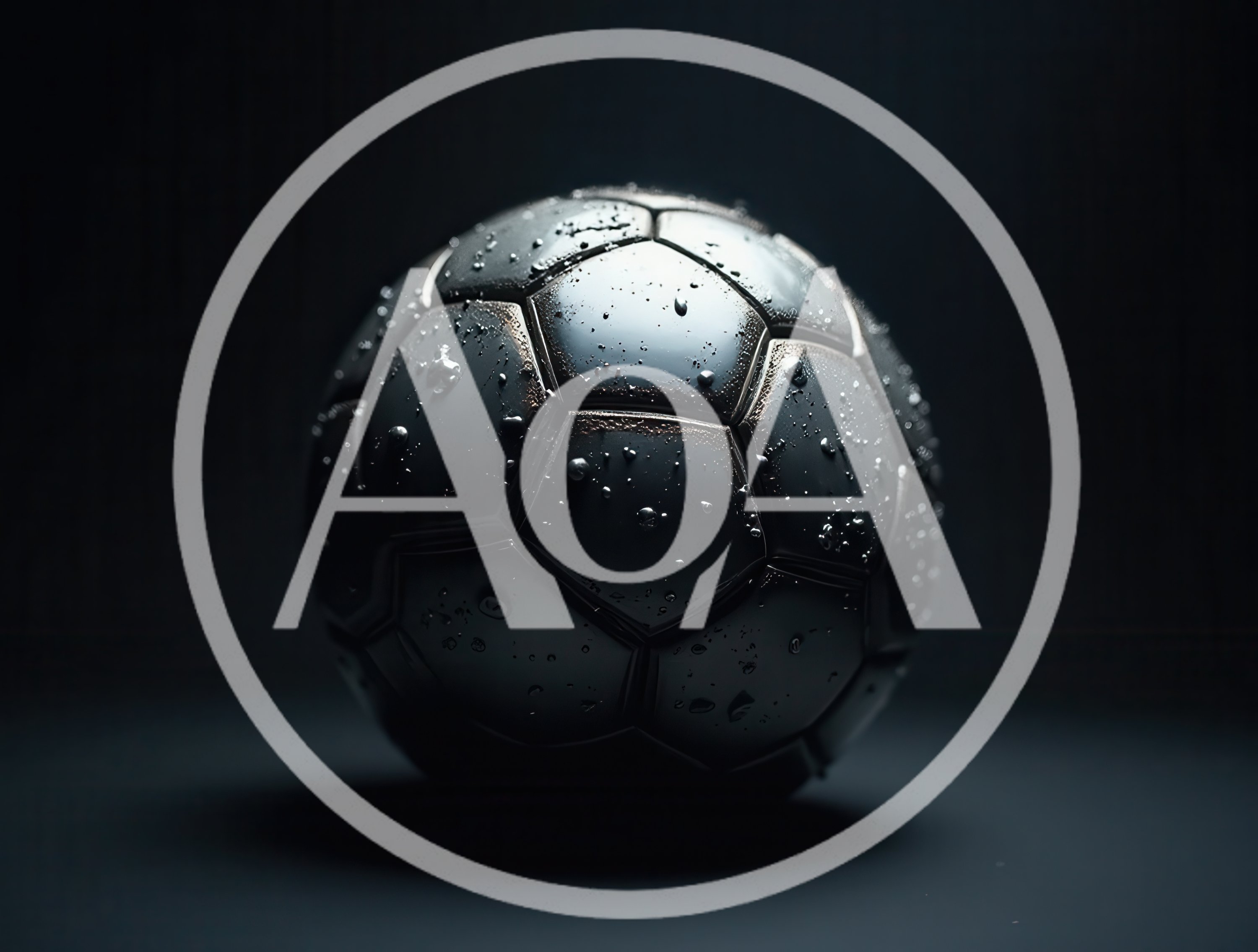Metallic Soccer Ball With Water Droplets