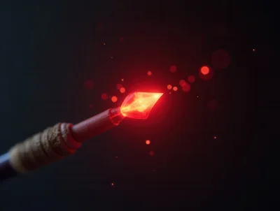 Glowing Red Crystal Tip Of A Magical Staff