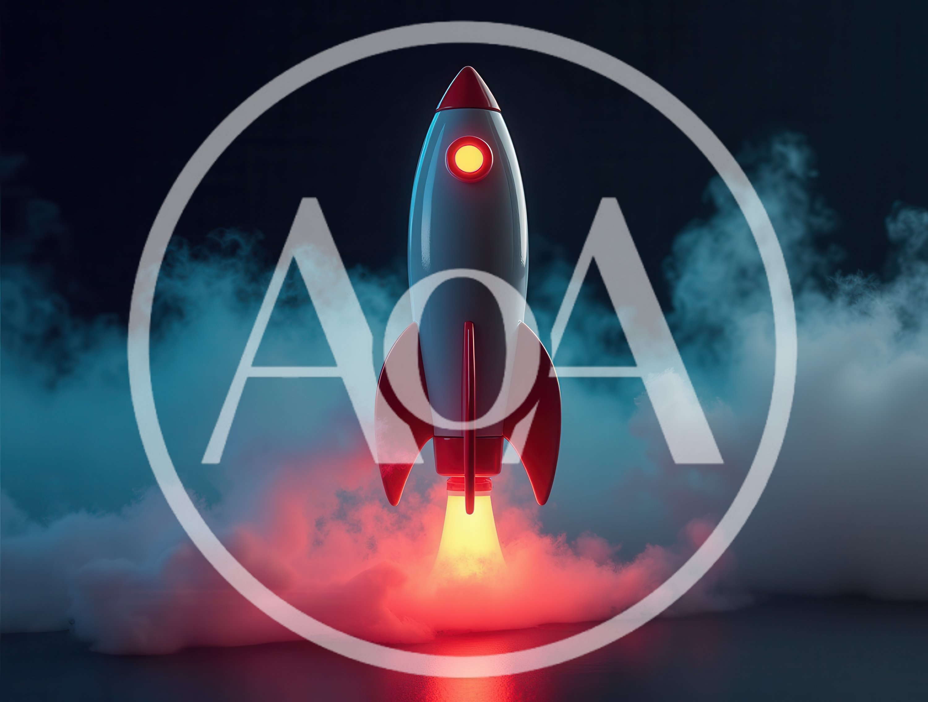 3D Rendered Rocket Launching Through Thick Clouds