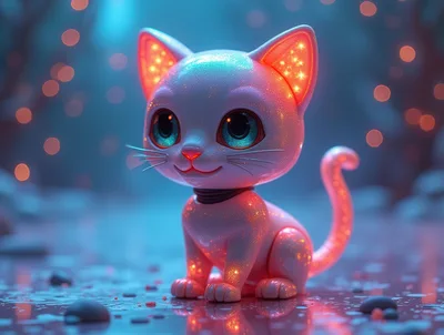 Cute Glowing Fantasy Kitten Character