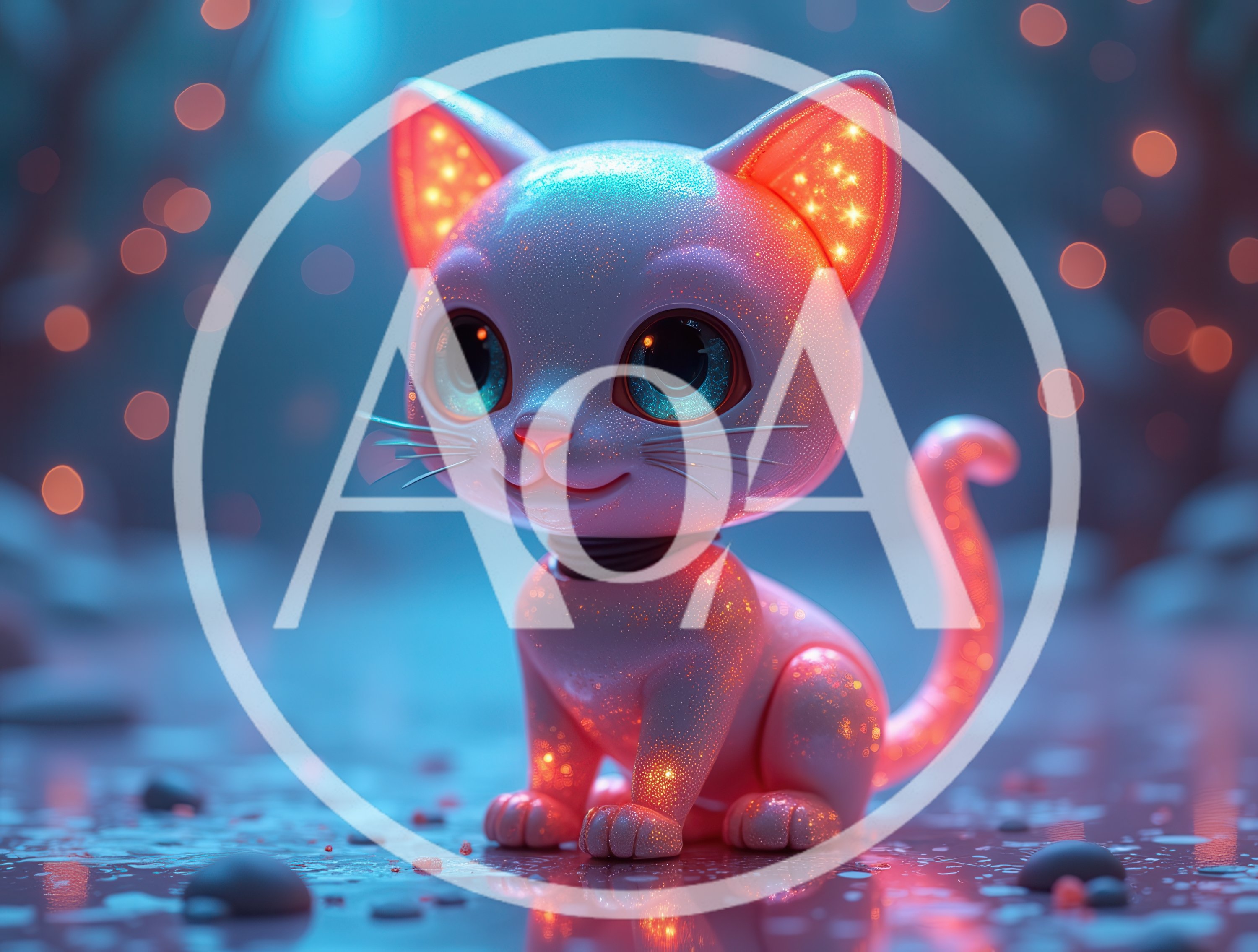 Cute Glowing Fantasy Kitten Character