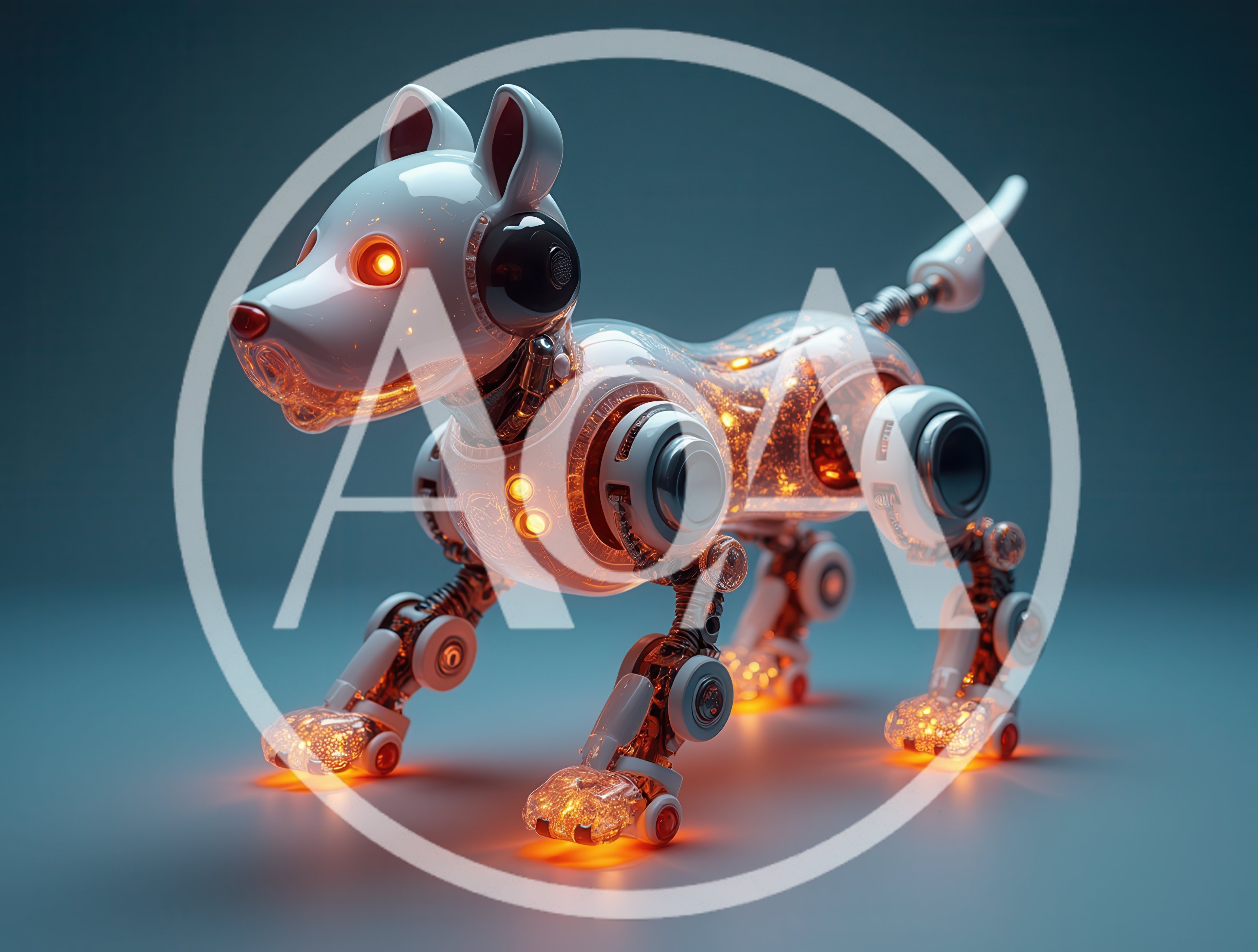 Futuristic Robotic Dog With Glowing Internal Components