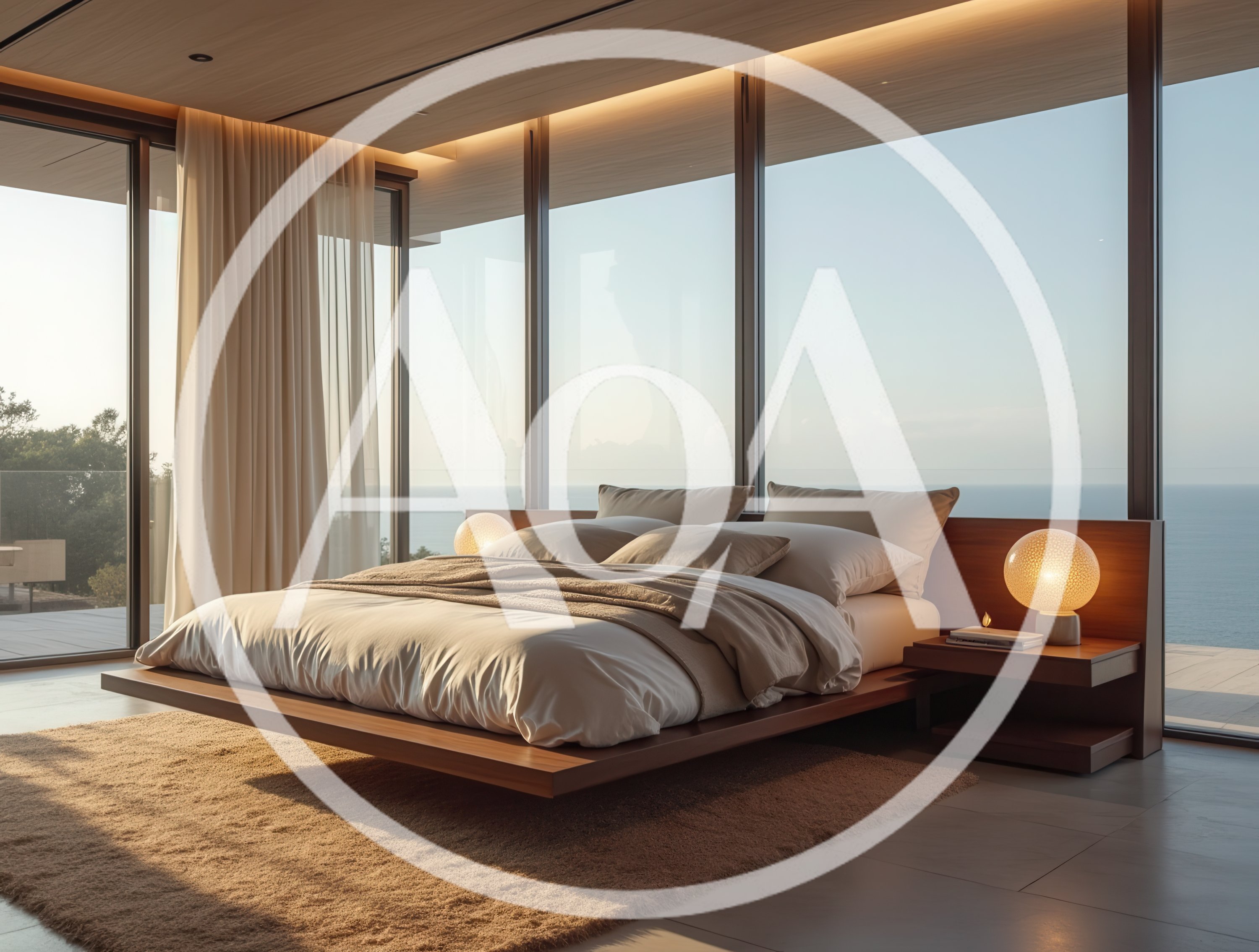 Modern Minimalist Bedroom With Ocean View