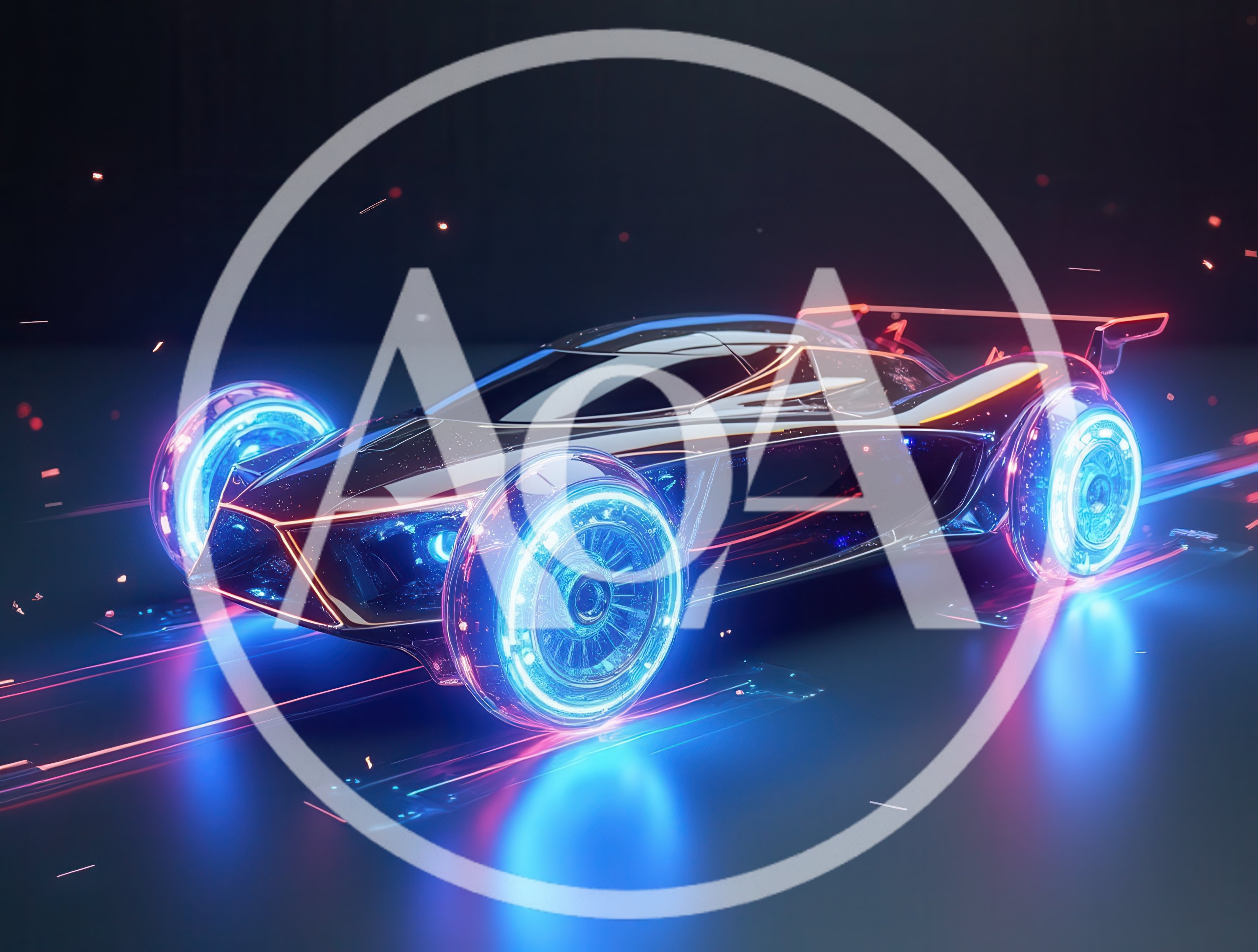 Futuristic Concept Sports Car With Glowing Neon Wheels