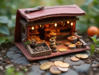 Miniature Fantasy Shop Built Inside A Leather Wallet